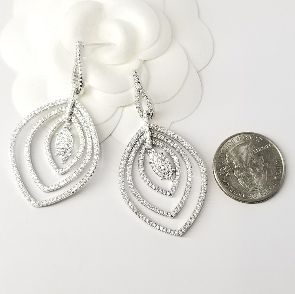 NEW Glam Bling Pave CZ Earrings - Picture 3 of 7